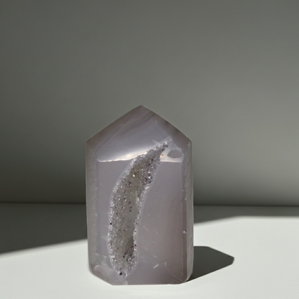 Achat Spitze mit Geode 16