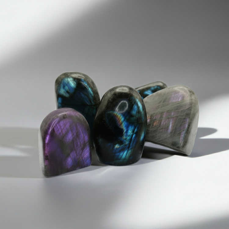 Verschiedene Strahlend polierte Freiformen aus Lila labradorit