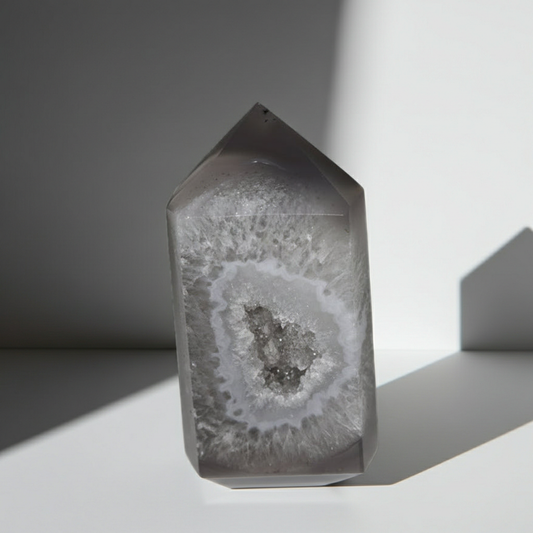 Achat Spitze mit Geode 10