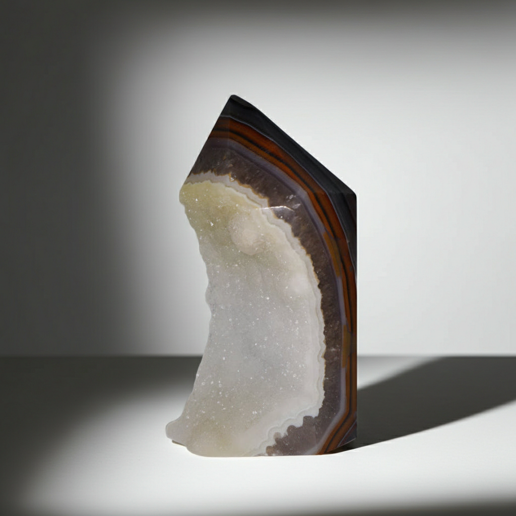 Achat Spitze mit Geode 01