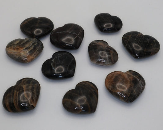 Dunkler Mondstein Herz 25 - 40mm