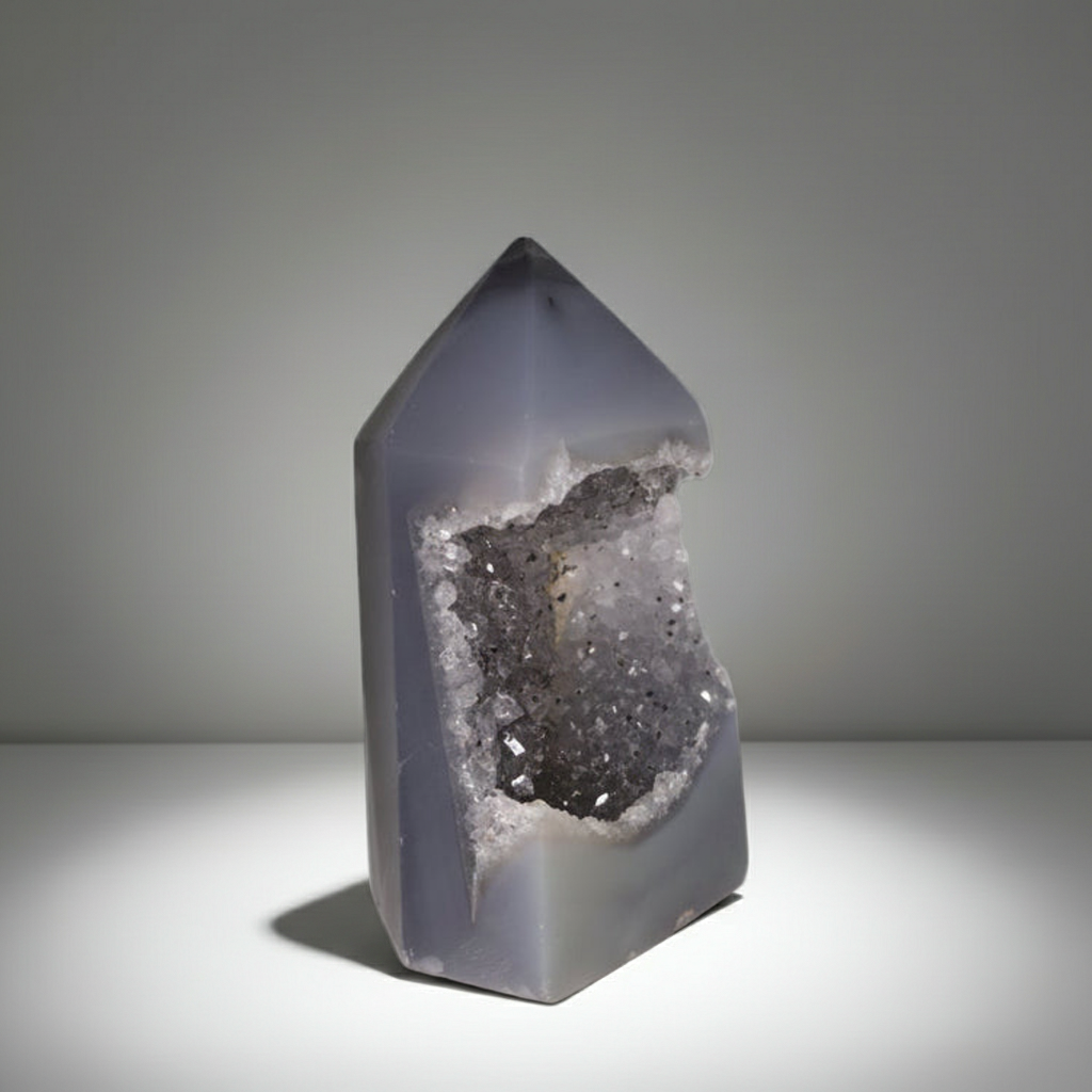 Achat Spitze mit Geode 11